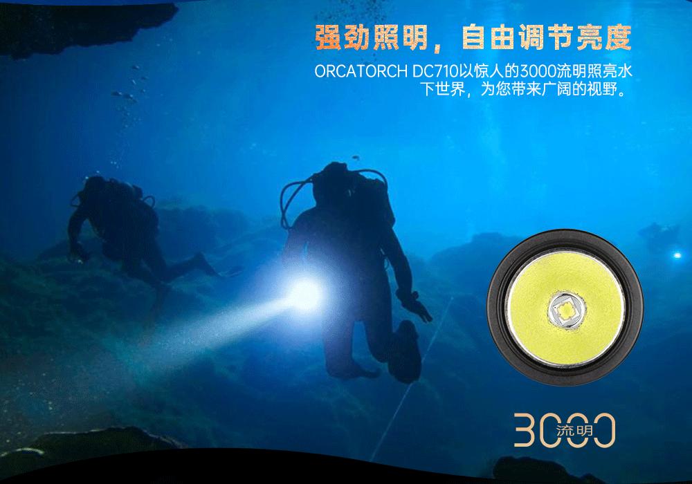 新品DC710水(shuǐ)下照明,水下手電筒,潛水手電筒,防水手(shǒu)電筒,OrcaTorch久久国产三级精品