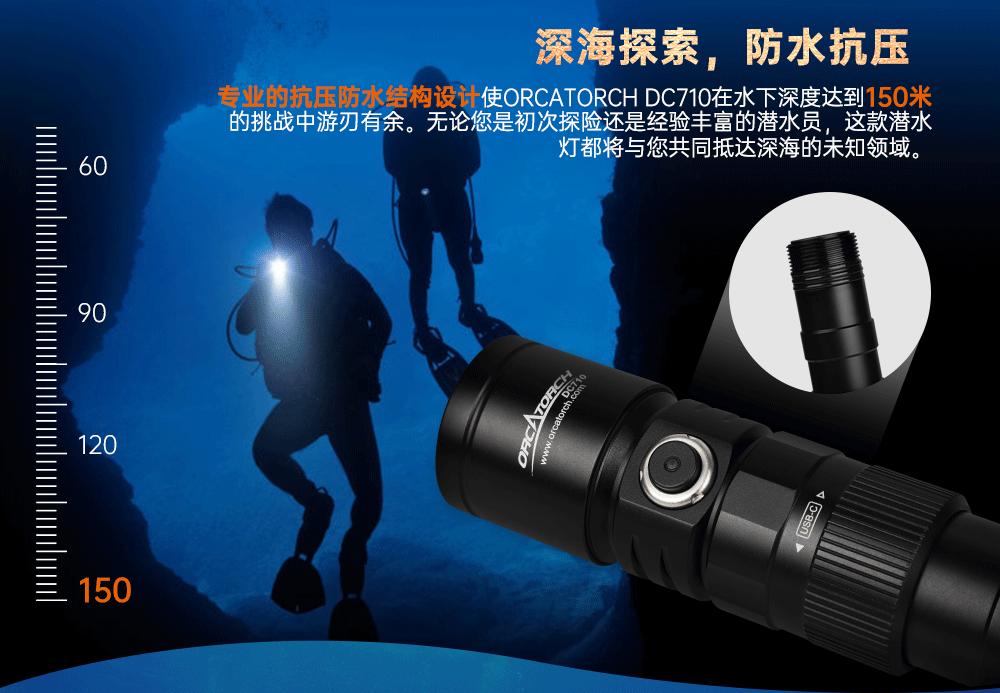 新品(pǐn)DC710水下照明,水下手電筒,潛水手電筒,防水手(shǒu)電筒,OrcaTorch久久国产三级精品