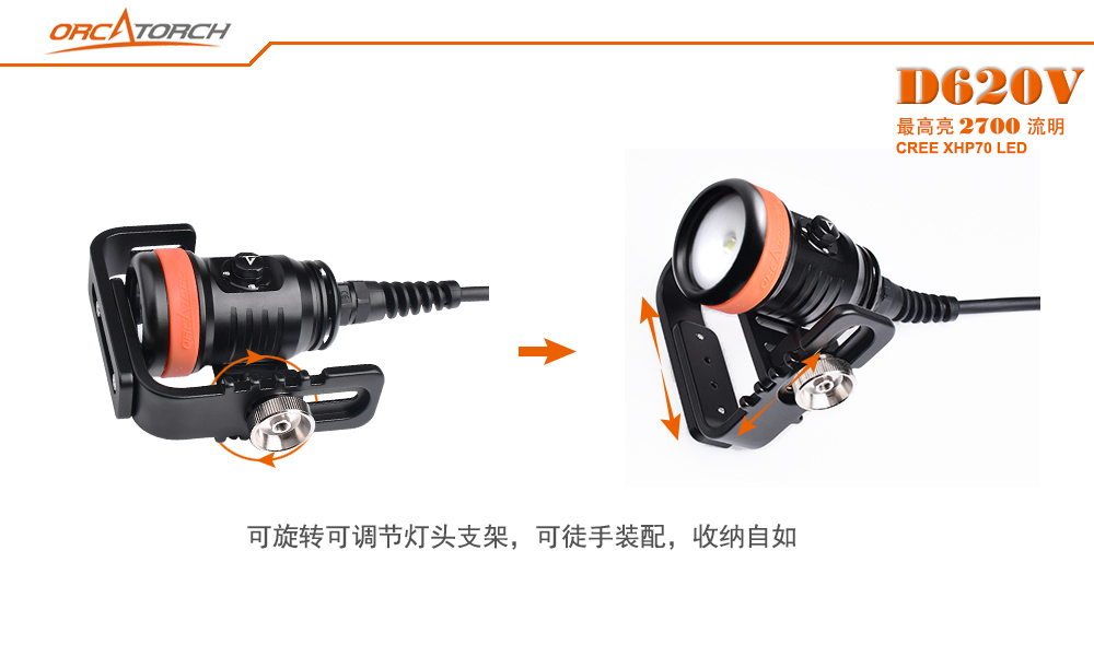 D620V水肺潛水（shuǐ）照明，洞穴潛水照明，水下探（tàn）險手電筒（tǒng），水下救援照明，OrcaTorch久久国产三级精品 