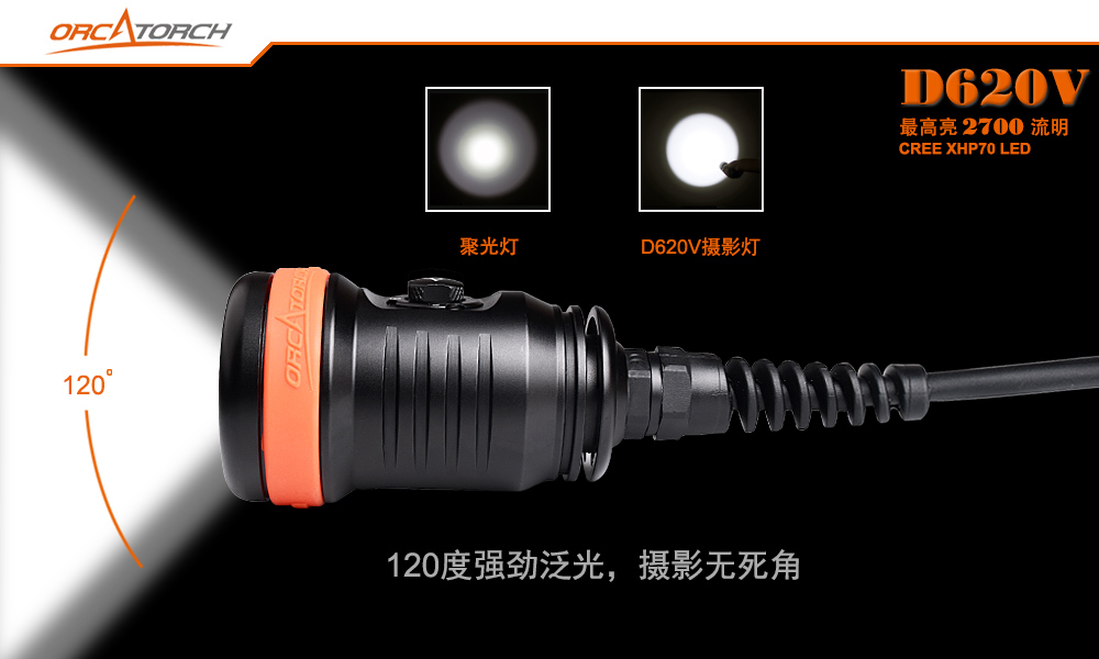 D620V水肺潛水（shuǐ）照明，洞穴潛水照明，水下探險手電筒，水（shuǐ）下救援照明，OrcaTorch久久国产三级精品 